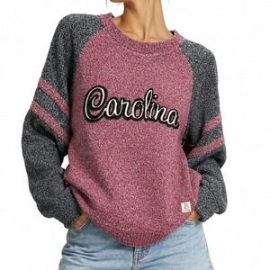 Pressbox Carolina Sweatshirt Women Small Maroon Grey Gameday Collegiate Raglan